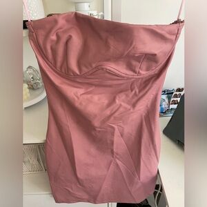 Pink faux leader mini  Slip Dress